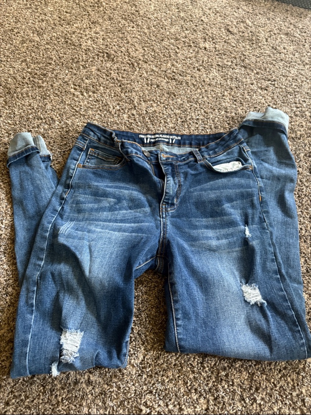 Grace & Lace Medium Blue Distressed Skinny Jeans